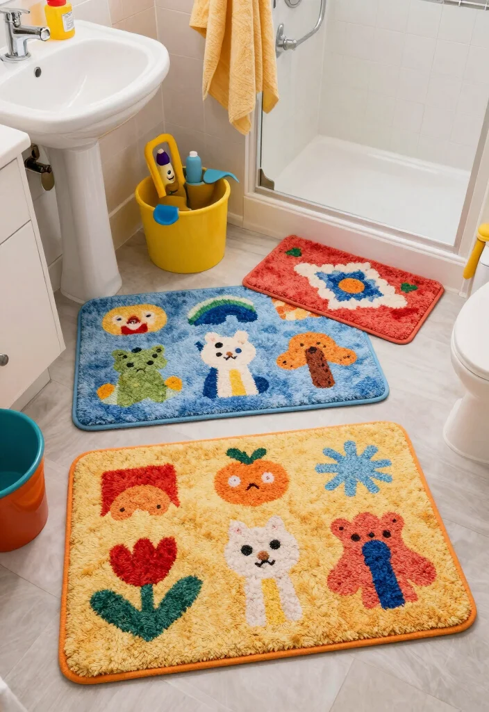9 Toca Boca Bathroom Ideas for Big Family Homes 8. Vibrant Non Slip Rugs 0